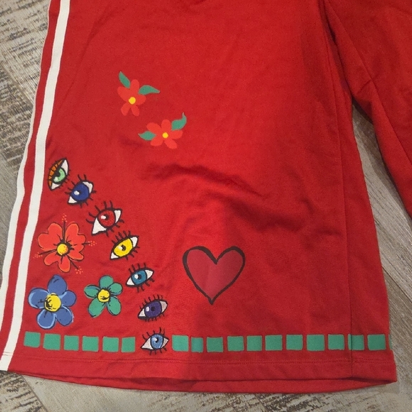 Adidas Red Shorts with Multicolor Logo - Picture 3 of 12